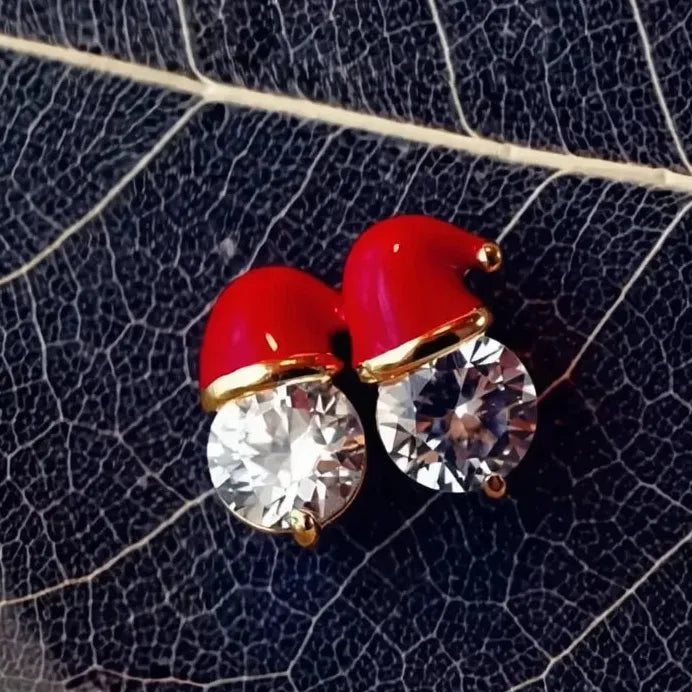 Little Red Riding Hood CZ Stud Earrings Women Christmas Jewelry