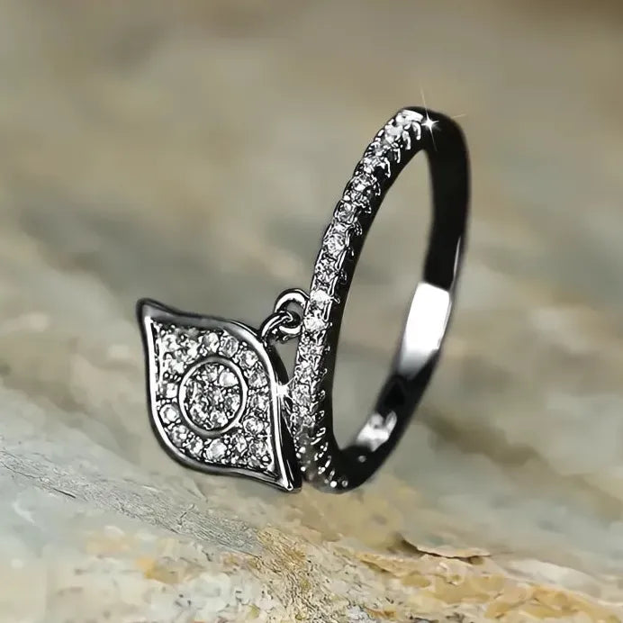 Geometric Evil Eye Cubic Zirconia Brass Ring Women’s Party Jewelry