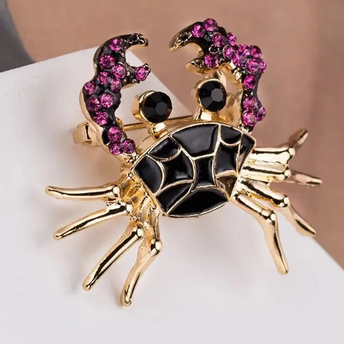 Personalised Purple Black Oil Drop Small Crab Brooch Accessory
