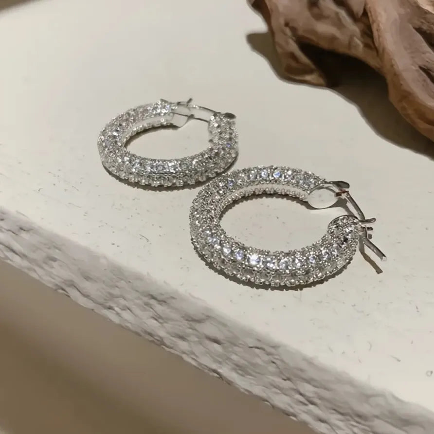 Luxury Small & Large Hoop Earrings for Women Copper Alloy CZ Silver Gold