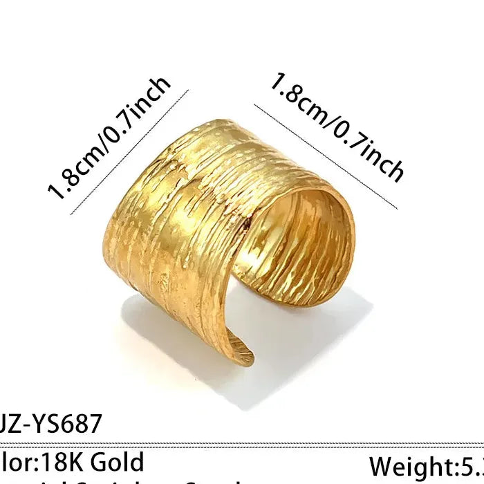 Vintage Stainless Steel Wide Edged Geometric Hollow Rings for Women and Men