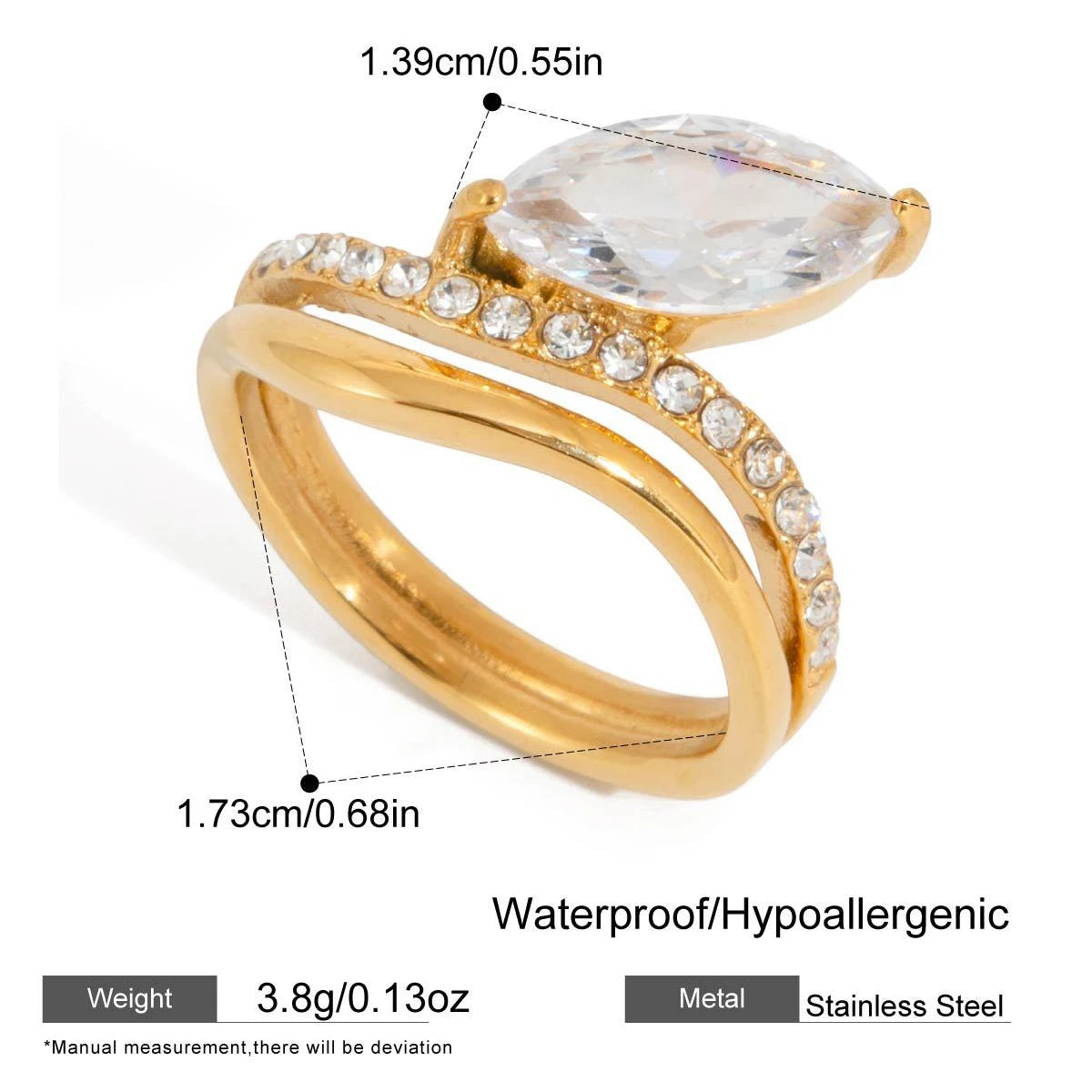 18K Gold Plated Stainless Steel Tennis Chain Bracelet CZ Zircon Fashion Jewelry Gift