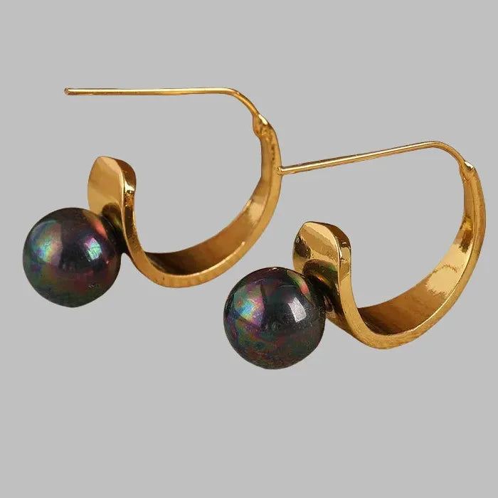 Gold Color Geometry Imitation Pearl Drop Earrings for Women Fashion Jewelry