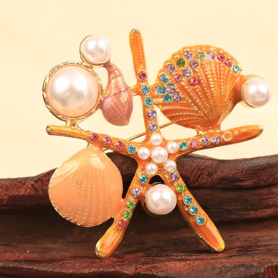 Elegant Starfish Brooch Wedding Gift for Men and Women