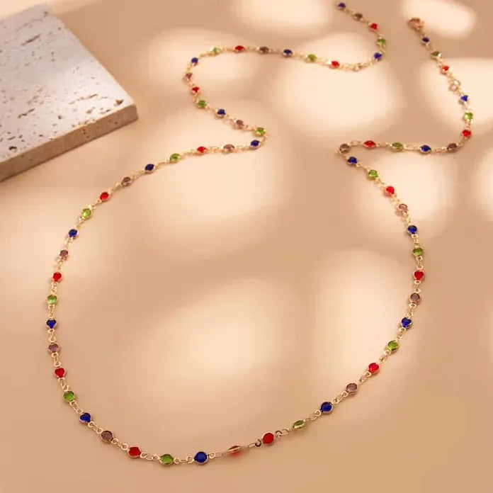 Colorful Crystal Y-Shaped Clavicle Necklace for Women Trendy Pendant