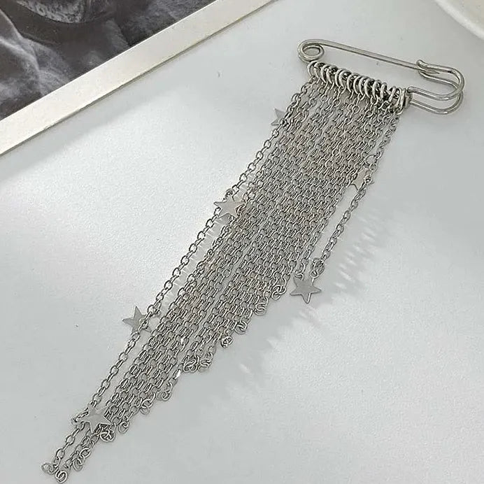 Geometric Punk Imitation Pearl Bead Brooch Zinc Alloy Pendant for Women Men