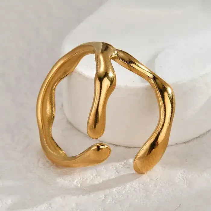 2024 Trendy Stainless Steel Irregular Opening Geometric Ring for Women