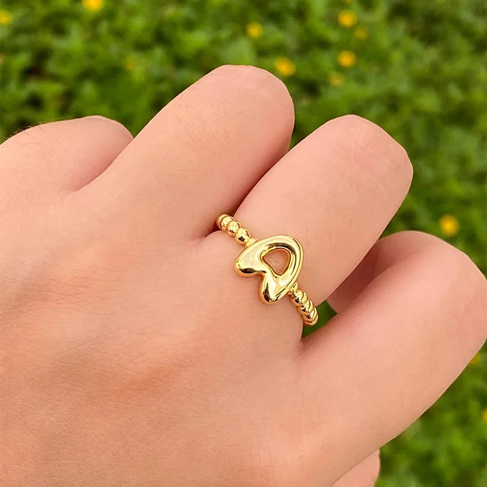 18k Gold Plated Stainless Steel Alphabet Initial Knuckle Ring A-Z Party Gift