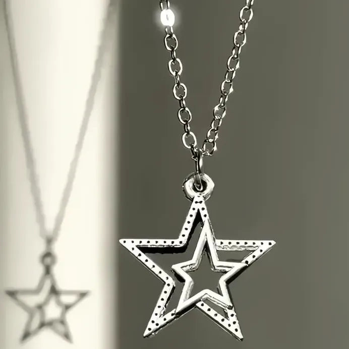 Double Star Pendant Necklace for Women Trendy Party Jewelry Charm