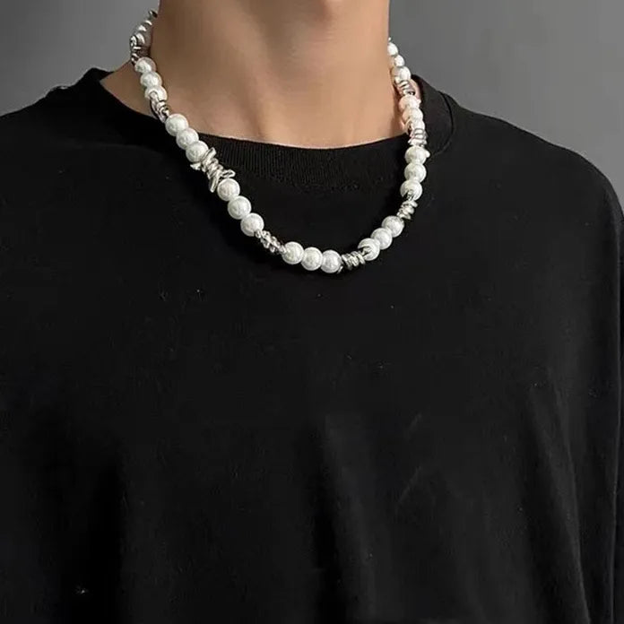 Thorns Chain Imitation Pearl Necklace Men Hip-Hop Punk Jewelry 2026 Trend