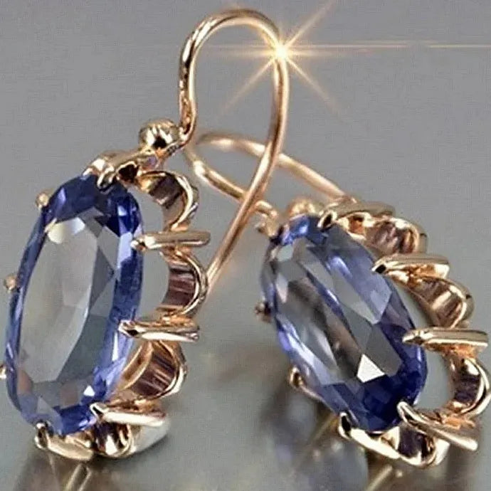 Elegant Women Oval Cubic Zirconia Drop Earrings Luxury Dangle Jewelry