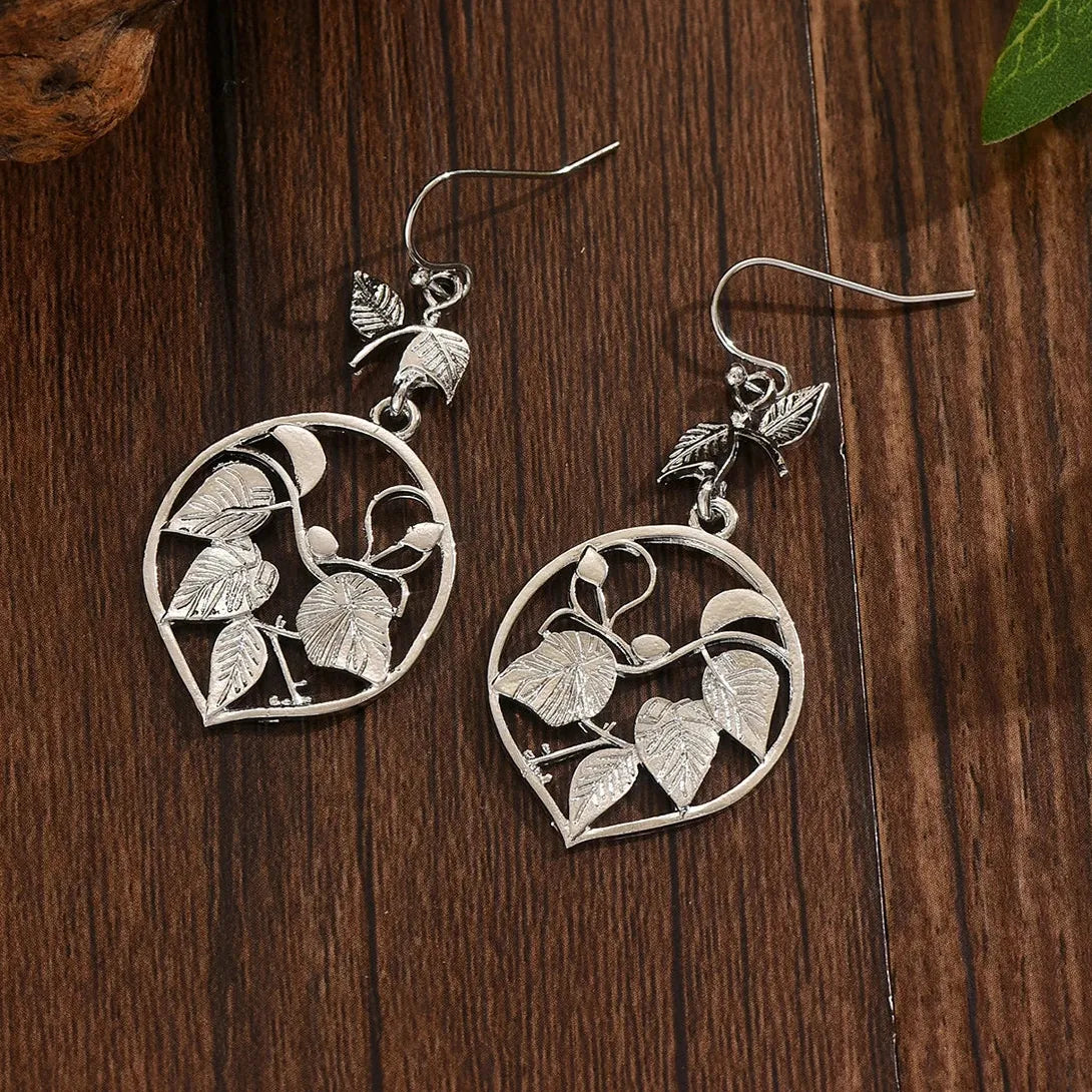Vintage Women's Leaf Petal Pendant Drop Earrings Copper Fashion Jewelry Gift