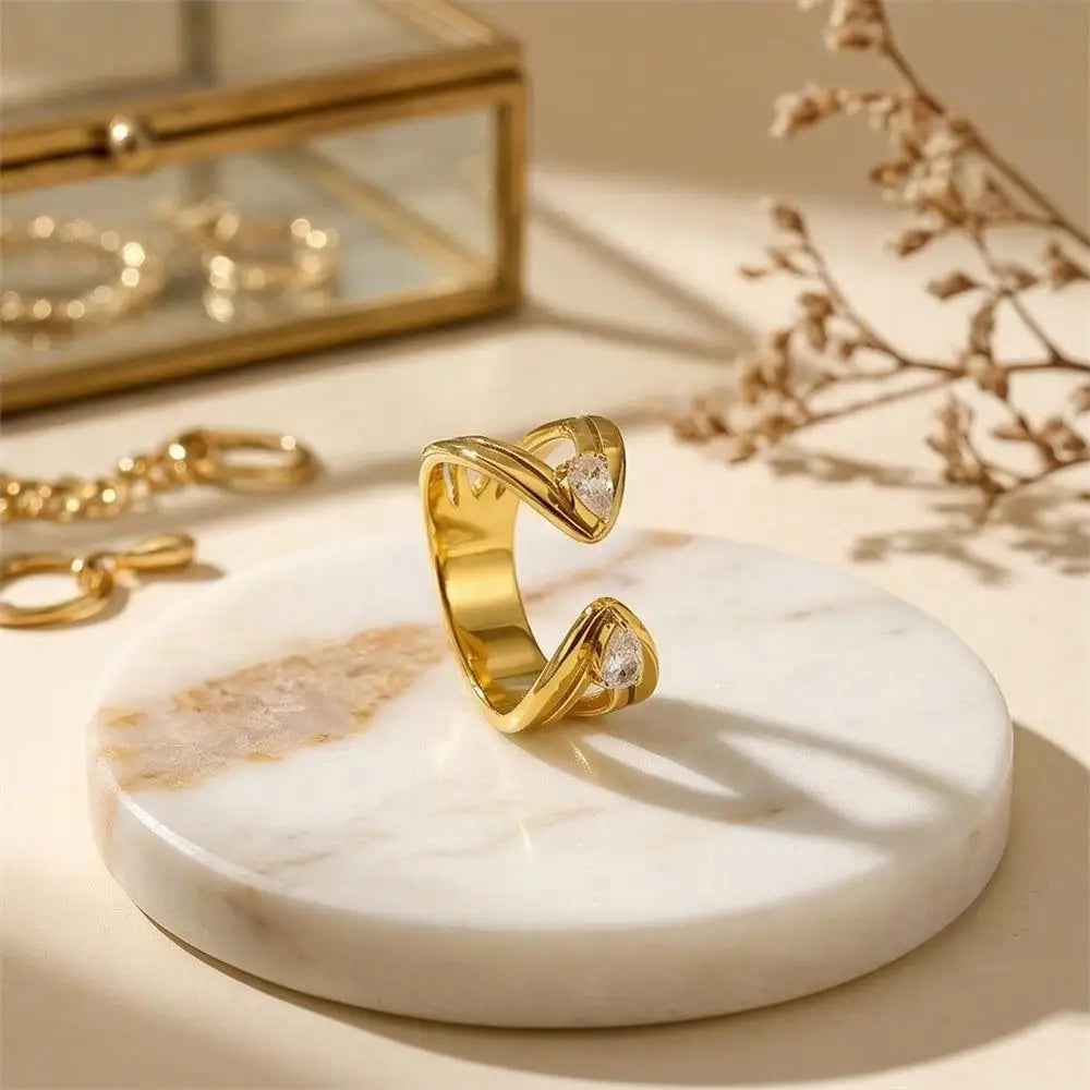 18K Gold Plated Geometric CZ Zircon Knuckle Ring Vintage Punk Jewelry Women