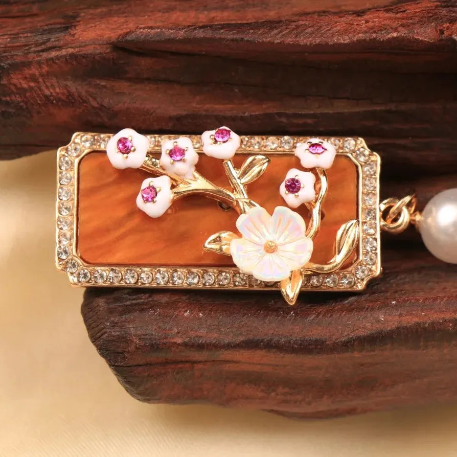 Classic Plum Blossom Brooch Chinese Floral Jewelry Gift for Women