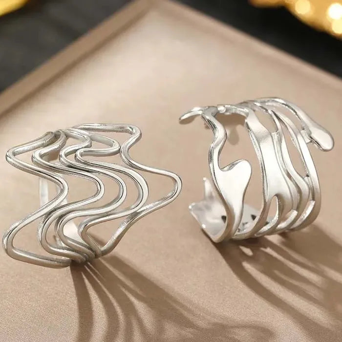 3Pcs Adjustable Stainless Steel Starfish Rings Set for Women Vintage Gold Jewelry