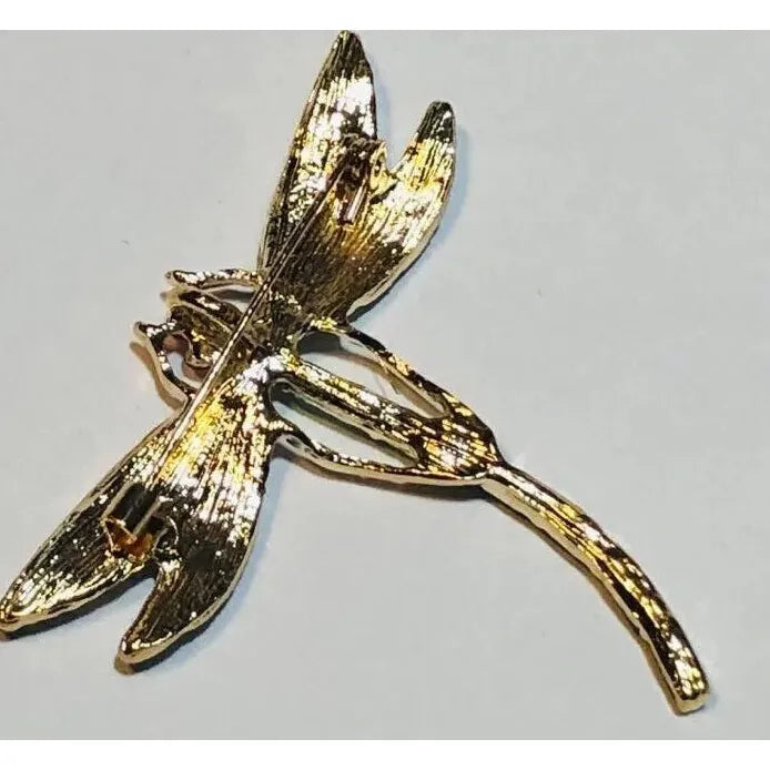 Vintage Green Crystal Dragonfly Brooch for Women Elegant Jewelry Accessory
