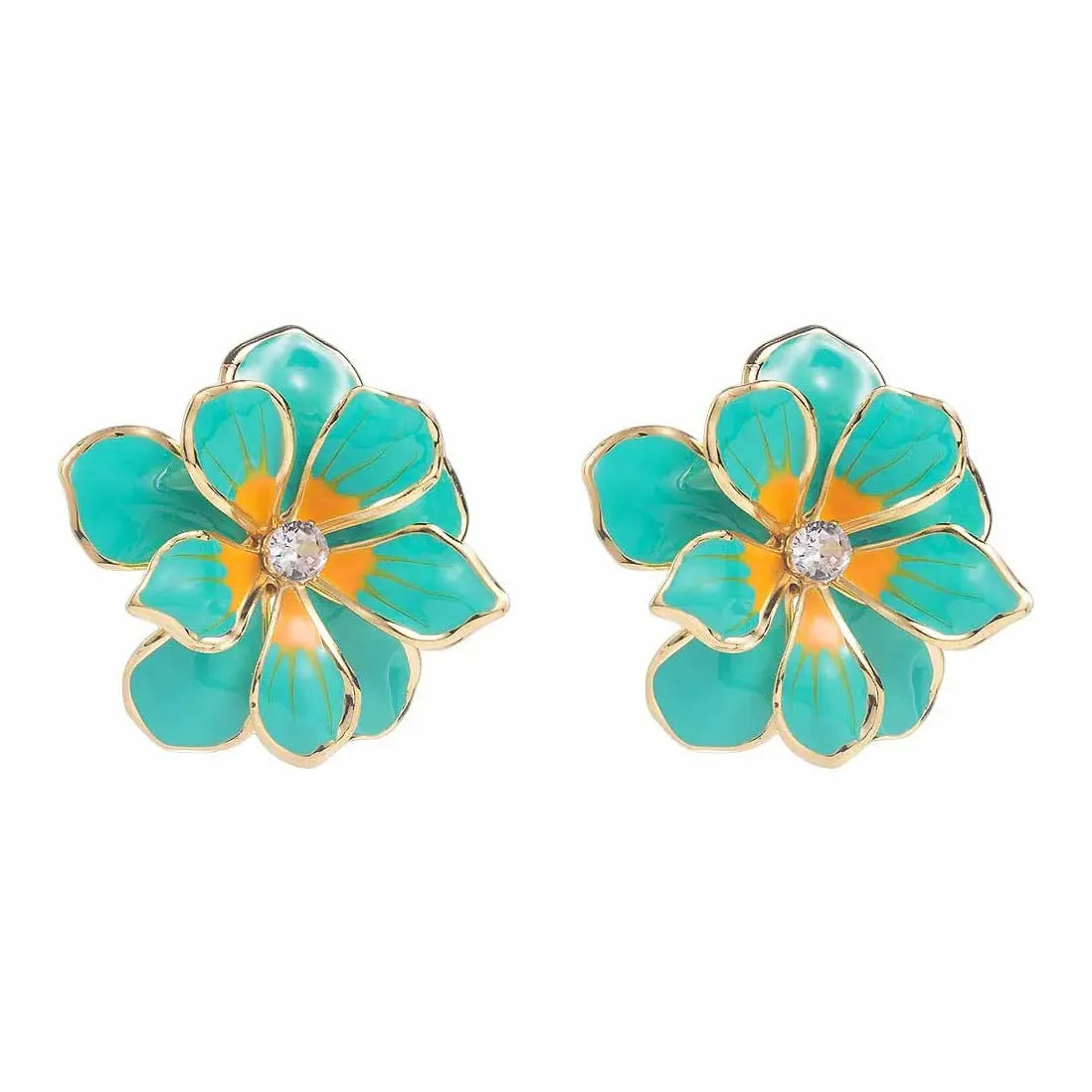 Colorful Oil Drop Large Flower Earrings for Women Vintage Jewelry Gift