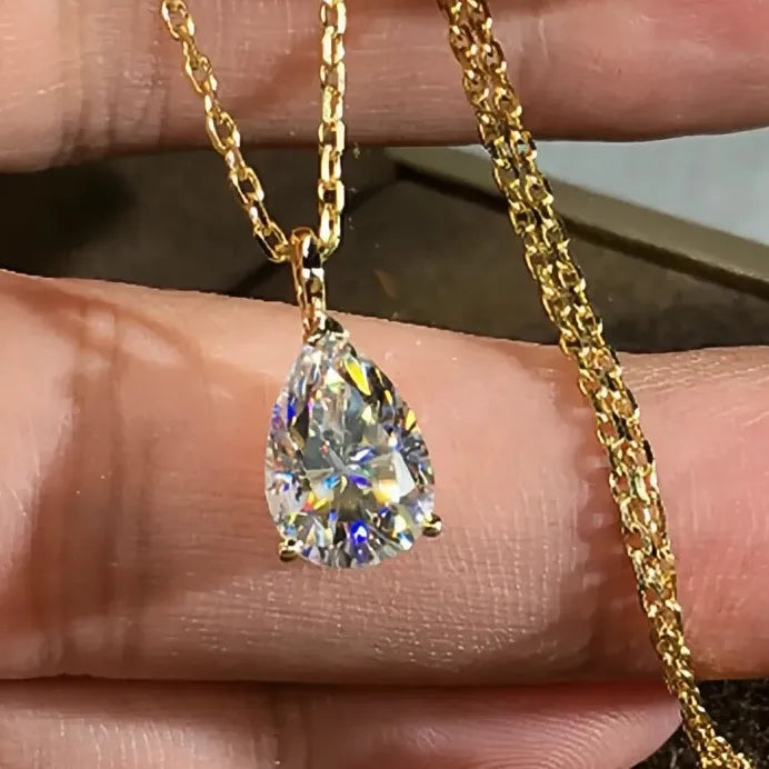 Luxury Waterdrop Cubic Zirconia Pendant Necklace for Women Wedding Party