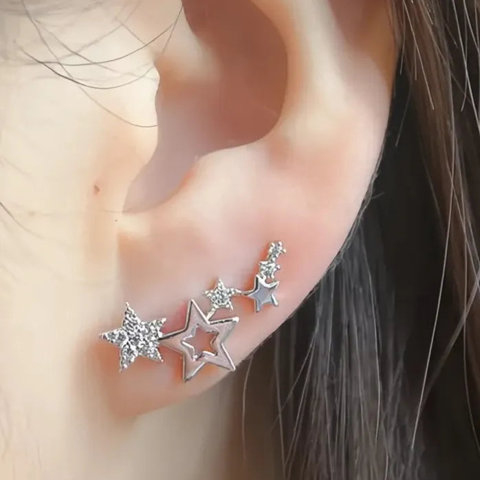 Stylish Geometric Cubic Zirconia Drop Earrings for Women, Brass Alloy