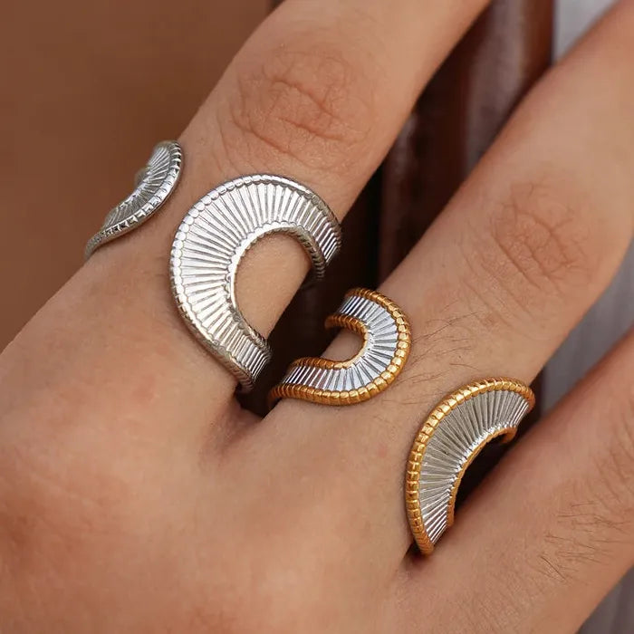 Adjustable Stainless Steel Geometric Open Ring Gold Charm for Men Women Jewelry