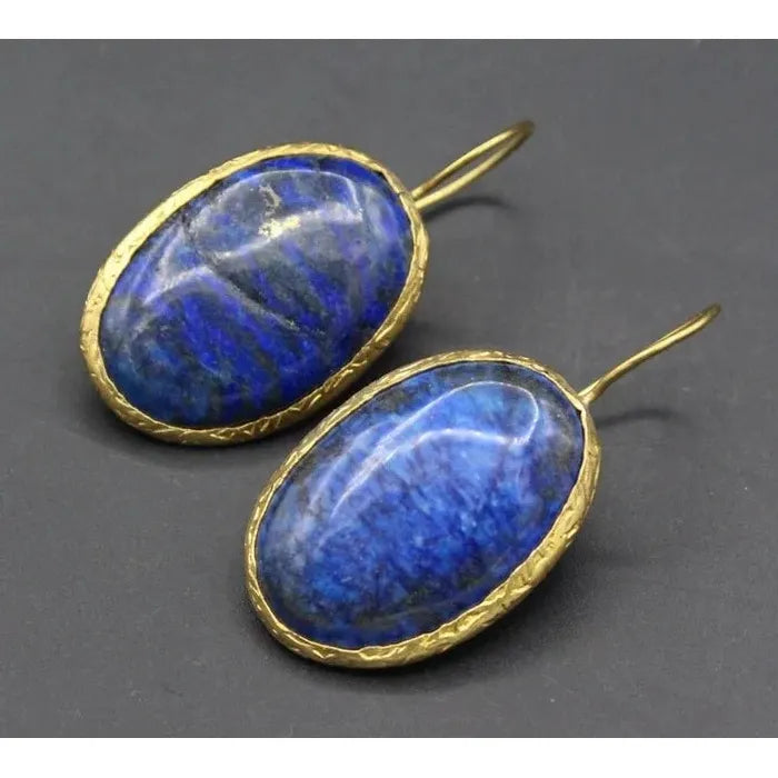 Retro Women's Oval Synthetic Stone Earrings, Classic Elegant Jewelry Gift