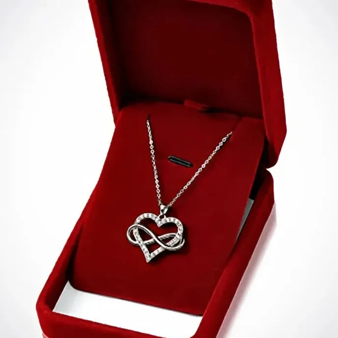 Silver Love Heart Pendant Necklace for Women Cubic Zirconia Copper Alloy Bridal Jewelry