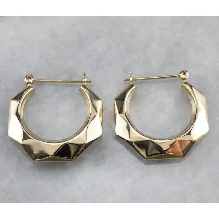 Glossy Metal Large Circle Geometric Drop Earrings for Women Retro Jewelry