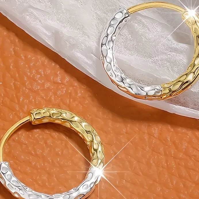 Two Tone Geometric Circle Hoop Earrings for Women Wedding Jewelry