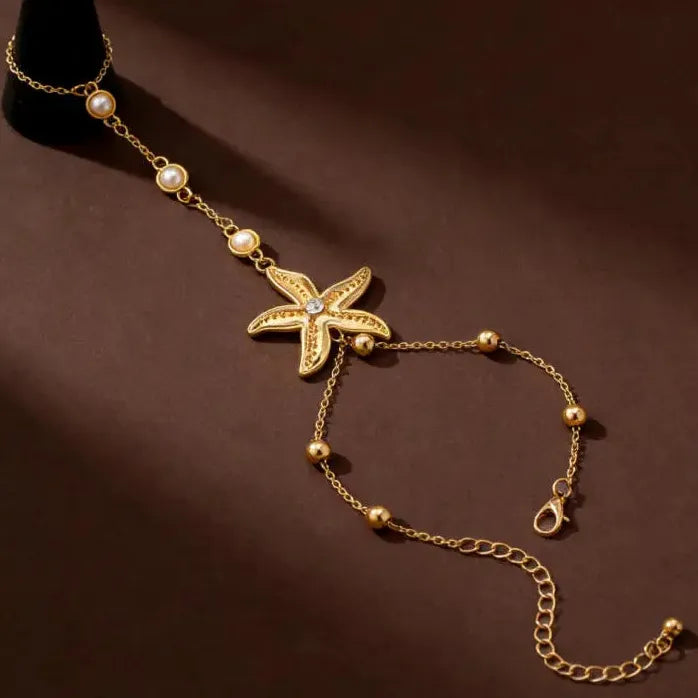 Bohemian Starfish Pearl Bracelet for Women Gold Ocean Style Jewelry Gift