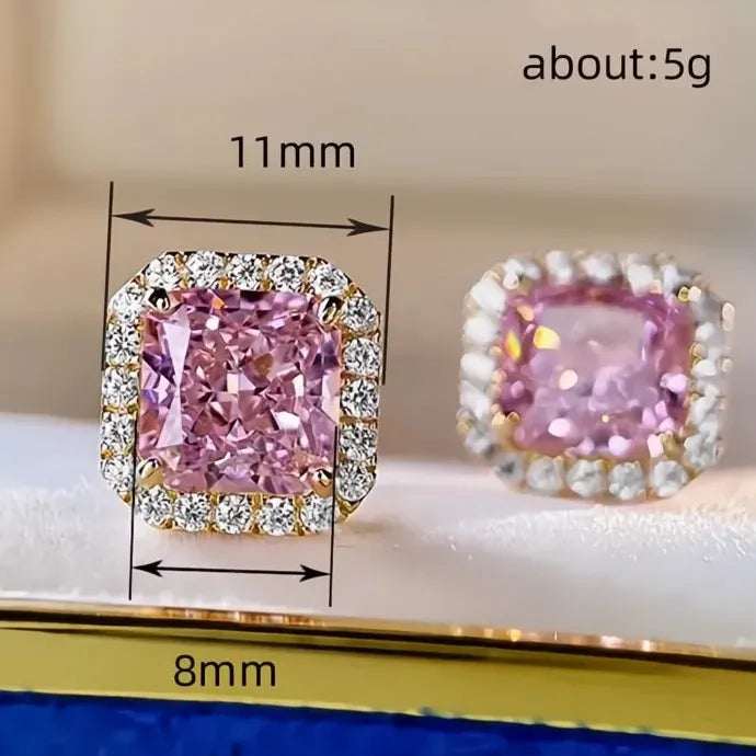Elegant Women’s Geometric Copper Alloy Cubic Zirconia Stud Earrings
