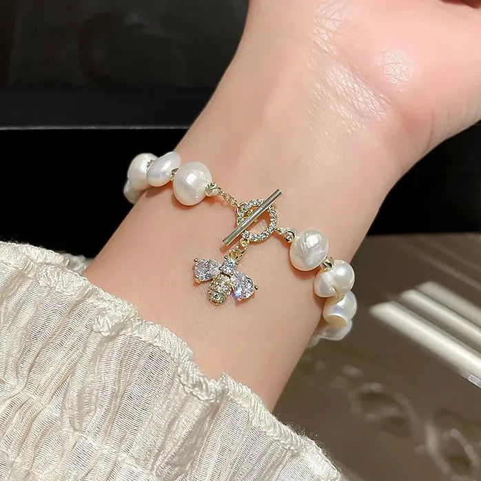 Bohemian Simulated Pearl Beaded Bracelet for Women Vintage Flower Jewelry Gift