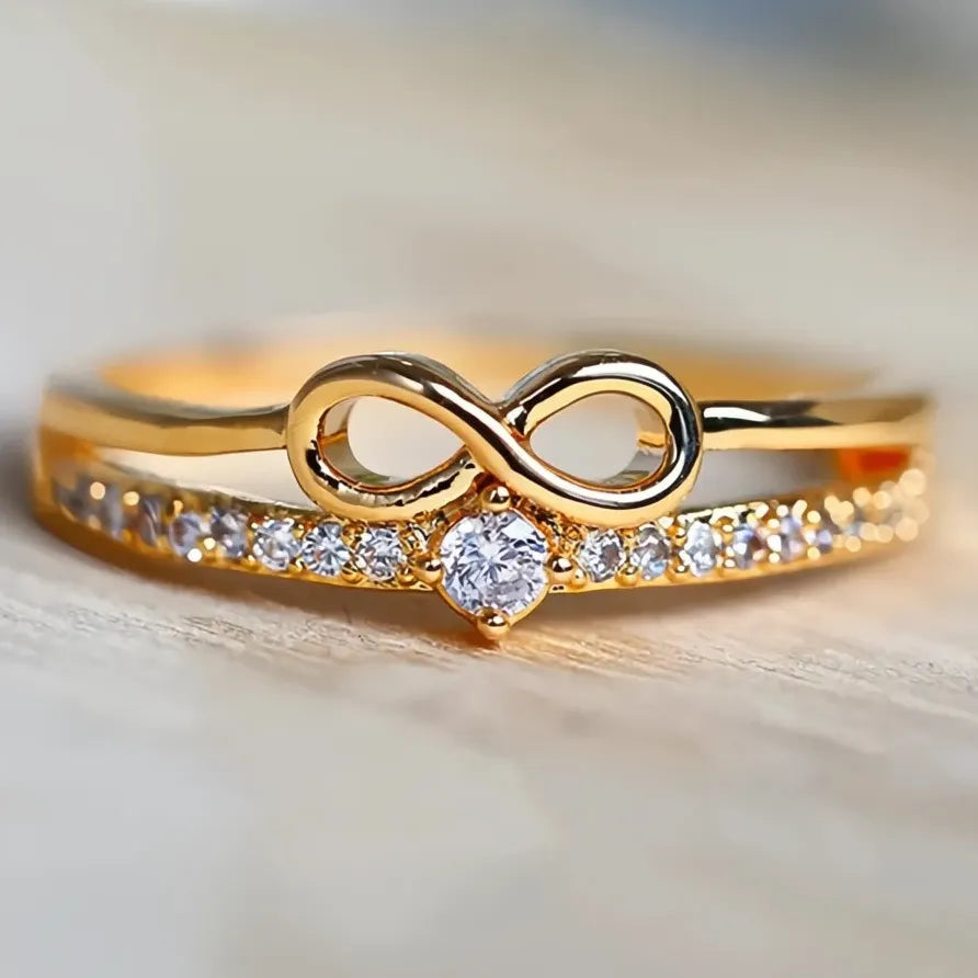 Infinity Bow Shape Cubic Zirconia Ring for Women Fashion Jewelry Gift