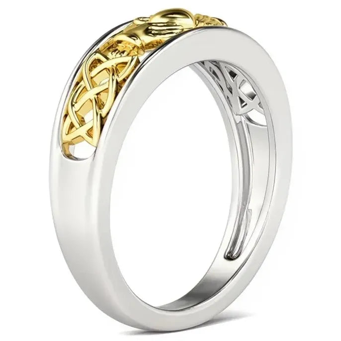 Two-Tone Brass Geometric Rings for Women – Wedding & Party Jewelry
