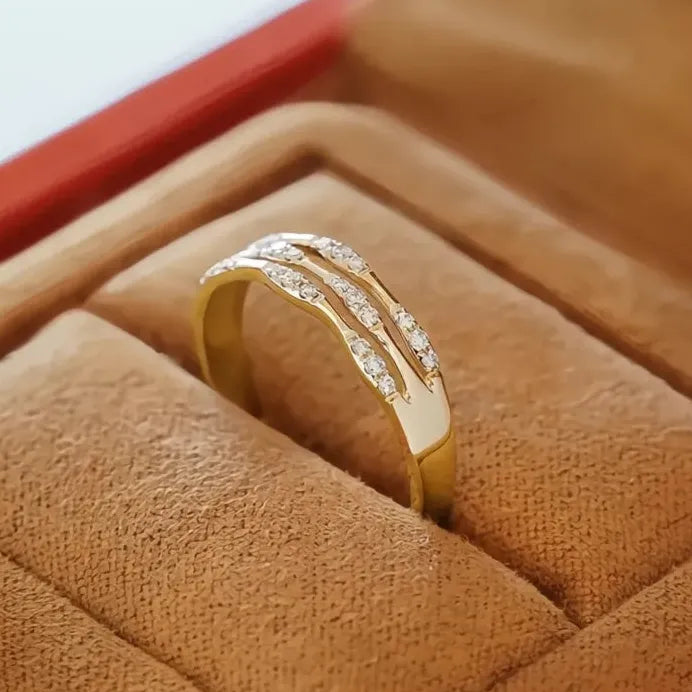 Elegant Gold Color Women’s Brass Wedding Ring with Cubic Zirconia