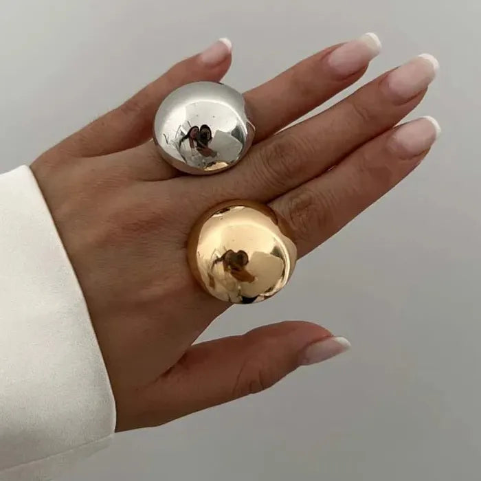 Adjustable Ball Shape Ring for Women Men Gold Silver Fashion Jewelry