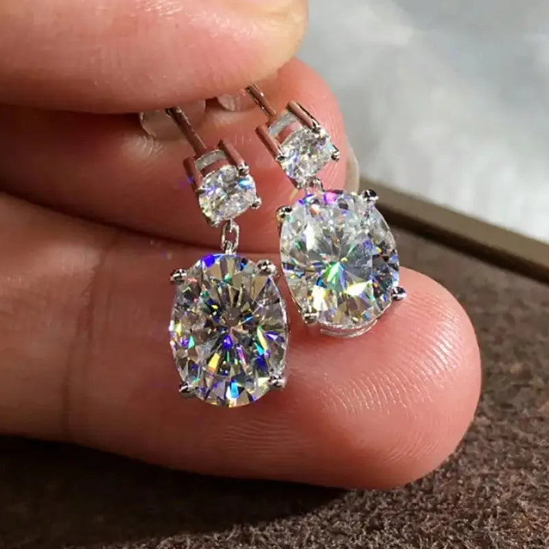 Geometric Zirconia Drop Earrings for Women Girls Copper Metal Jewelry Gift