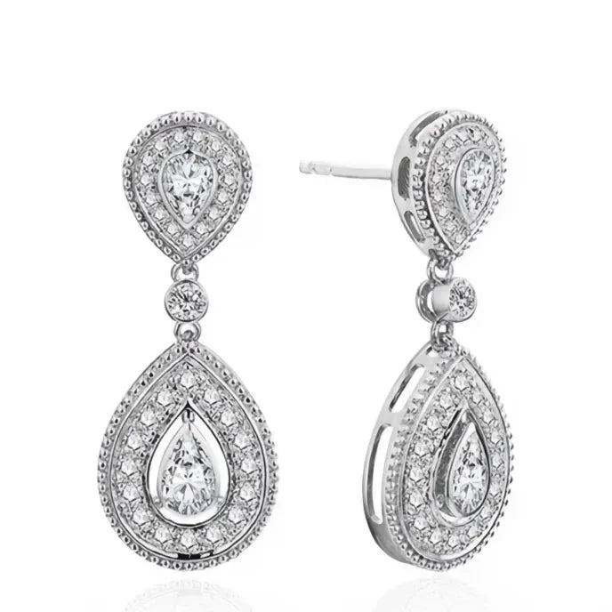 Pear Shaped Women’s Cubic Zirconia Drop Earrings Brass Alloy Geometric Jewelry