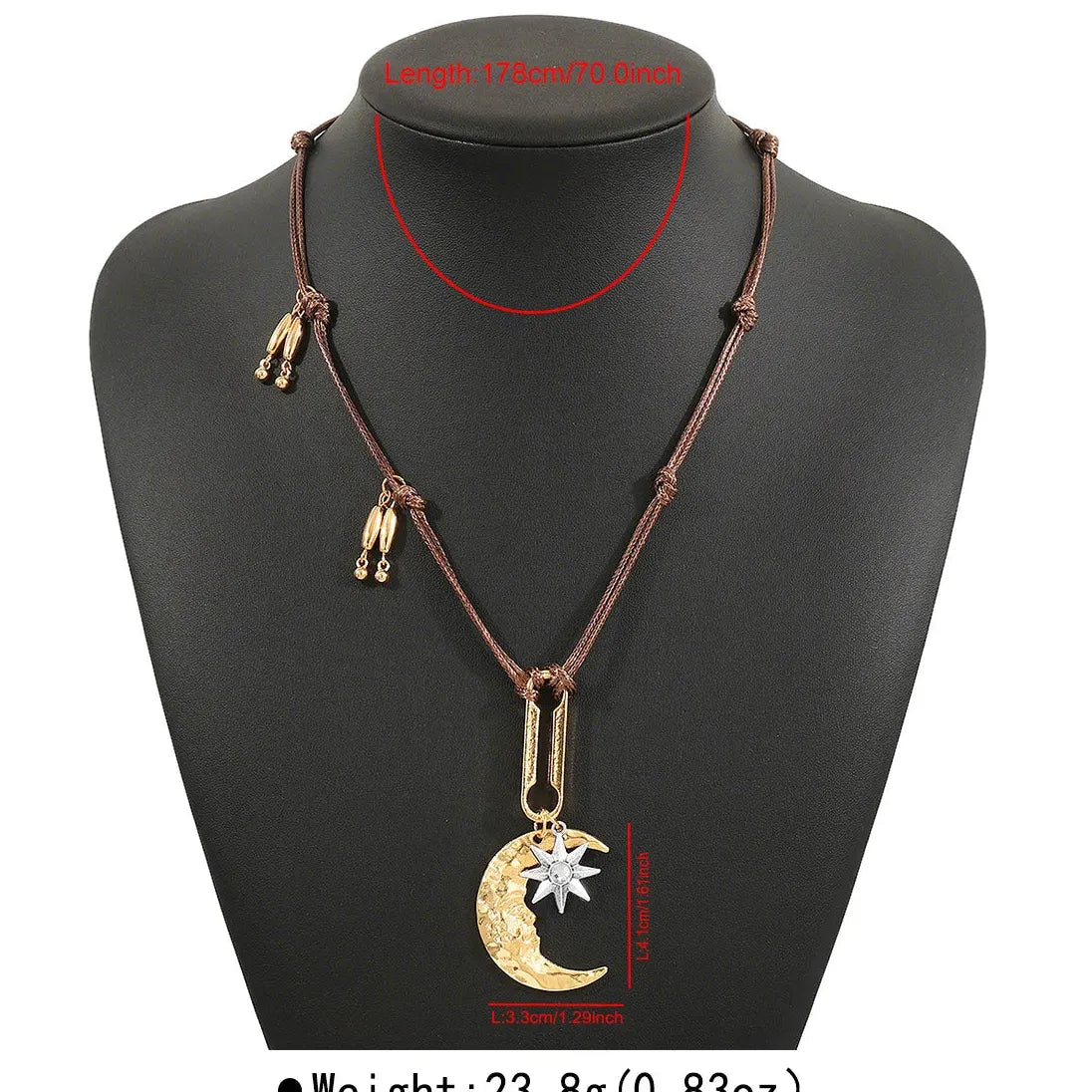 Layered Moon Sun Pendant Necklace for Women Zinc Alloy Vintage Punk Jewelry