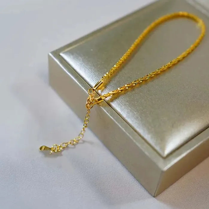Gold Color Double Layer Adjustable Bracelet Women Beads Anklet Gift