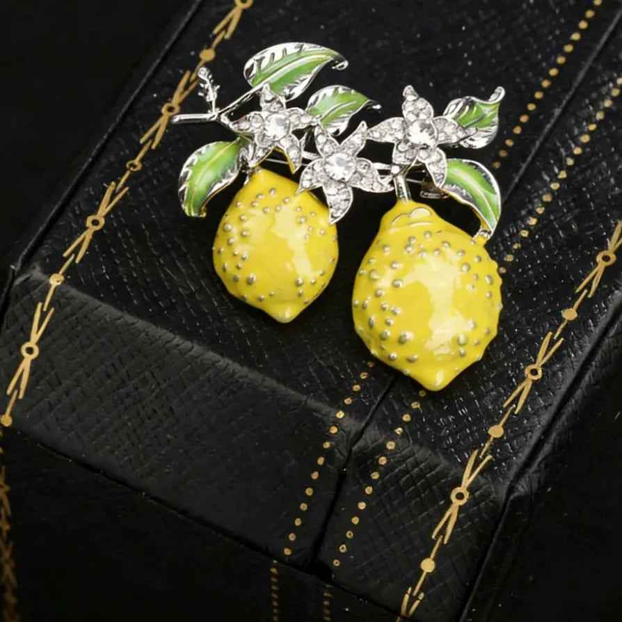 Luxury Lemon Fruit Classic Brooch for Men and Women Stylish Accessory