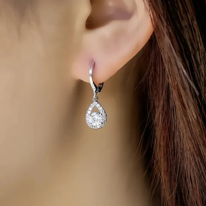 Elegant Geometric Waterdrop Drop Earrings for Women Copper Alloy Jewelry