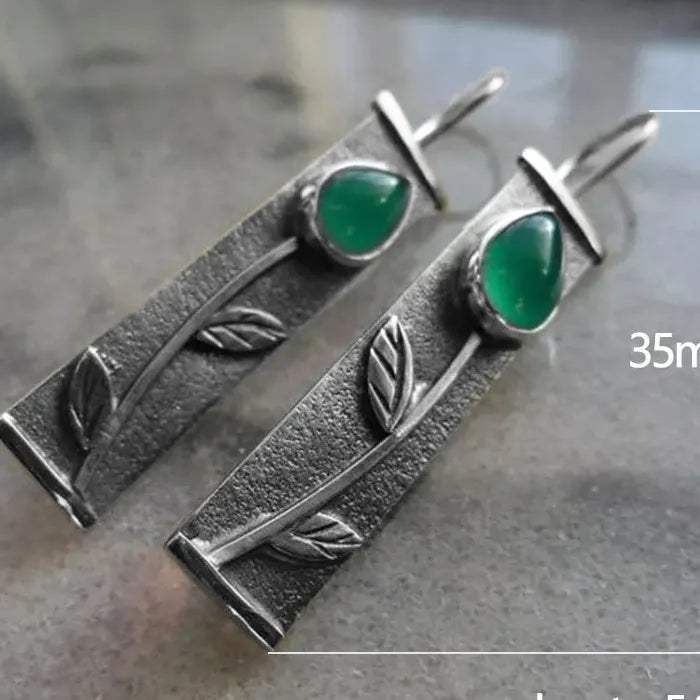Green Crystal Ethnic Style Bridal Drop Earrings Zinc Alloy Women's Jewelry
