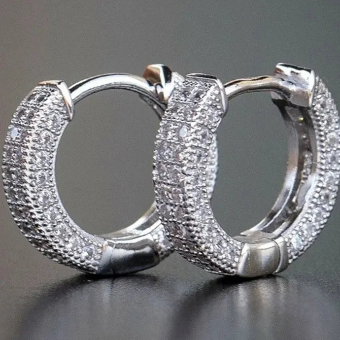 Luxury Cubic Zirconia Gold Hoop Earrings for Women Crystal Party Jewelry