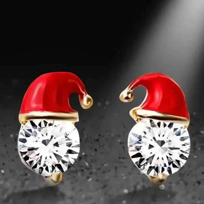 Little Red Riding Hood CZ Stud Earrings Women Christmas Jewelry