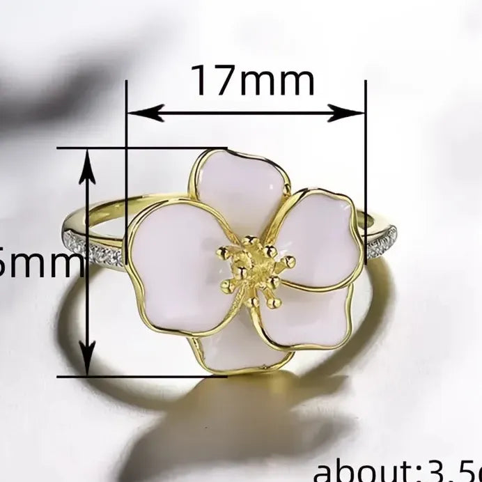 Elegant Flower Ring with Cubic Zirconia Brass Jewelry for Women Party