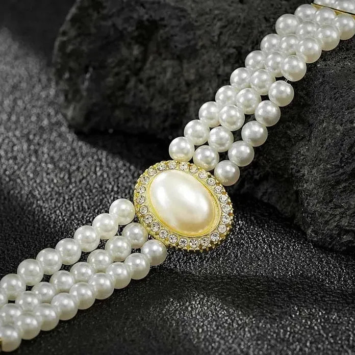 Vintage Multi-layer Imitation Pearl Short Choker Necklace Women Elegant Jewelry Gift