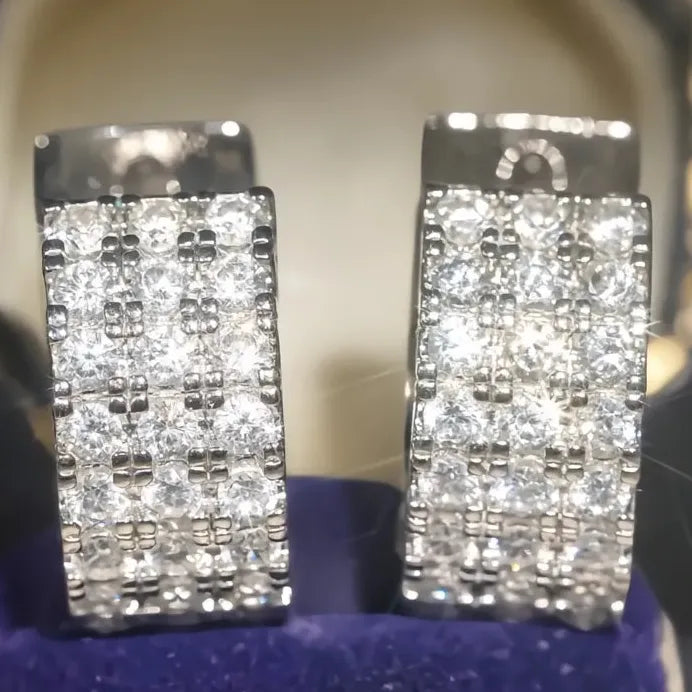 Women's Geometric Hoop Earrings with Sparkling Cubic Zirconia Stones