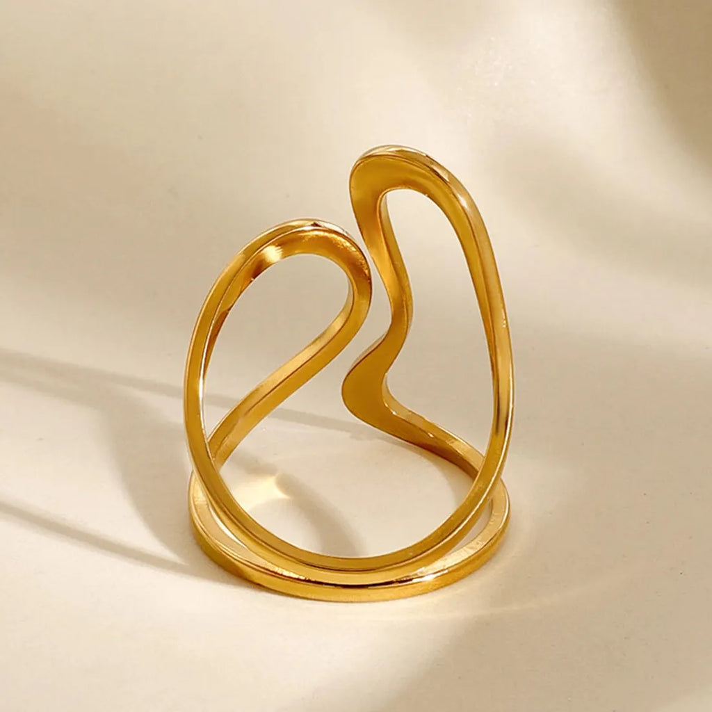 Gold Color Stainless Steel Geometric Mood Tracking Ring Women’s Jewelry