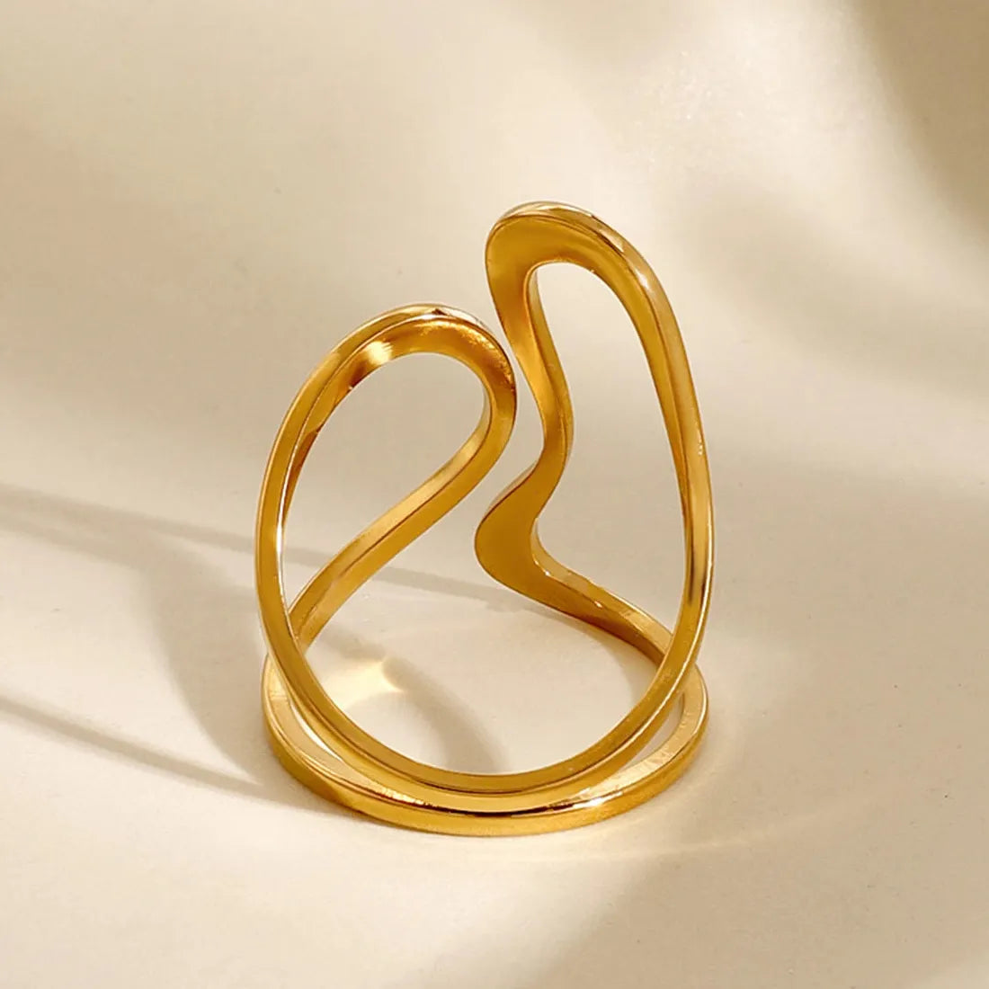 Gold Color Stainless Steel Geometric Mood Tracking Ring Women’s Jewelry