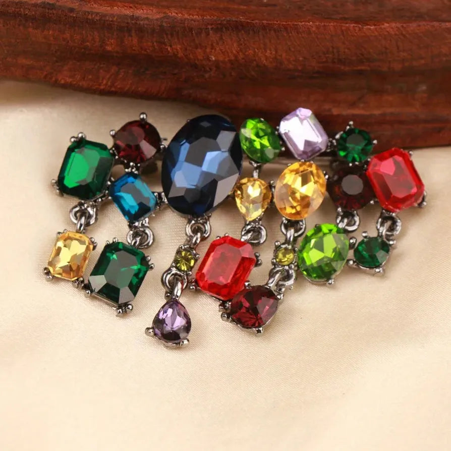 Luxury Tassel Square Multi-Color Brooch Pin Classic Jewelry Gift
